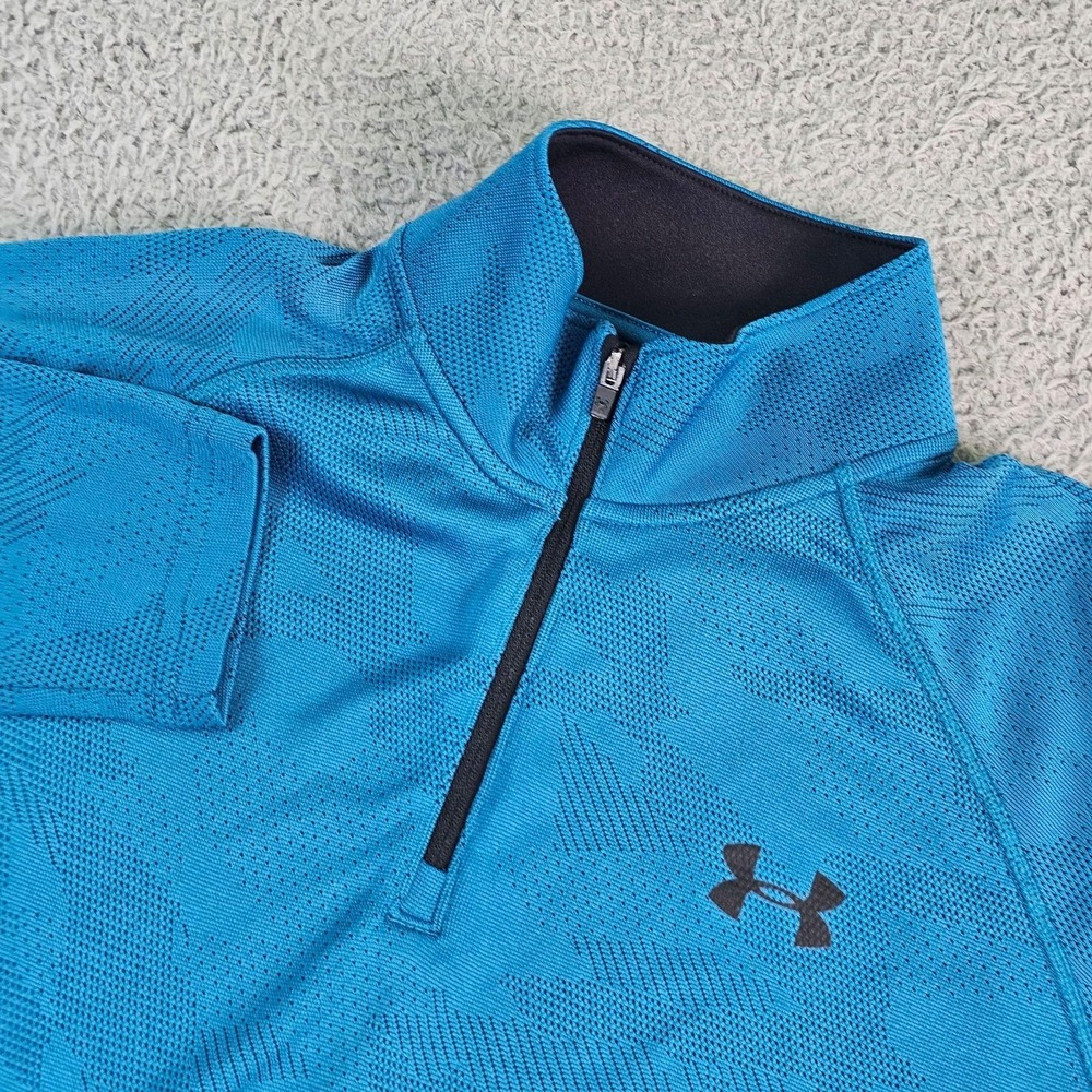 Under Armour Pullover Mens Medium‎ Blue 1/4 Zip HeatGear Long Sleeve Top 1285095